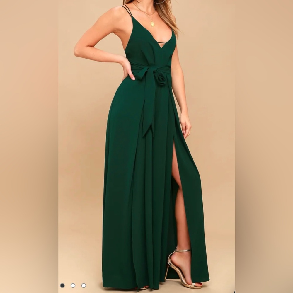 Lulus - XS - Green Backless Wide-Leg Jumpsuit